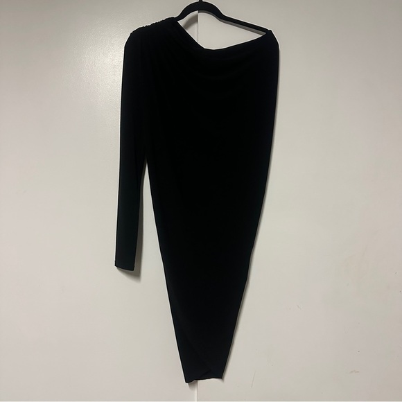 Rachel Zoe Black Jersey One Shoulder Long Sleeve asymmetrical hem Dress Size 4 - Picture 1 of 8